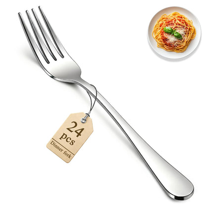 Berglander Dinner Forks Set 24pcs, Stainless Steel 7.28" Table Salad Forks, Flatware Silverware Fork for Home Kitchen, Restaurant, Hotel, Dishwasher Safe