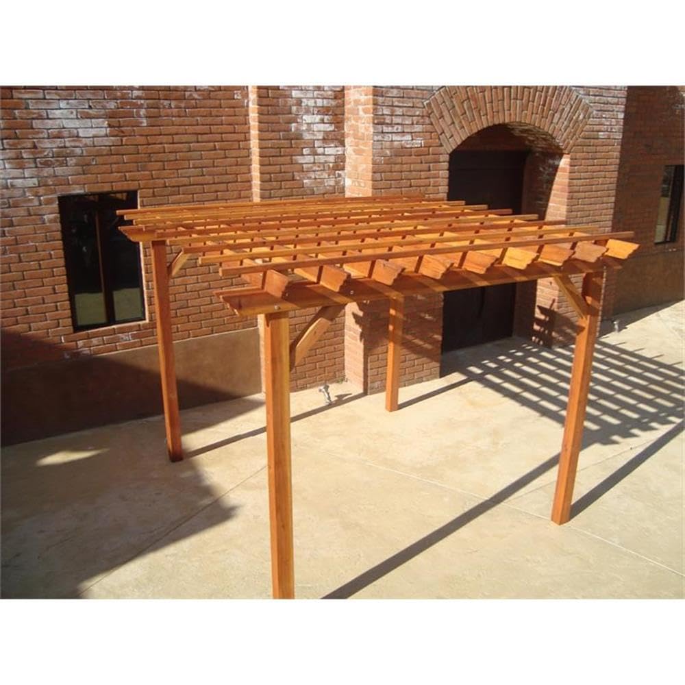 Afuera Living 16ft x 16ft Farmhouse Solid Redwood Super Deck Pergola, Heart Redwood Finish, Durable Weather-Resistant Outdoor Patio Structure, Includes Trim Boxes, 8ft Height