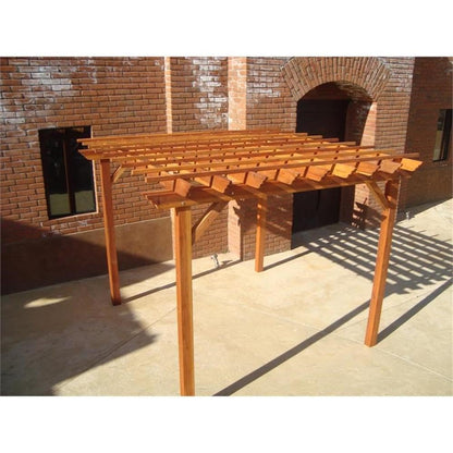 Afuera Living 16ft x 16ft Farmhouse Solid Redwood Super Deck Pergola, Heart Redwood Finish, Durable Weather-Resistant Outdoor Patio Structure, Includes Trim Boxes, 8ft Height