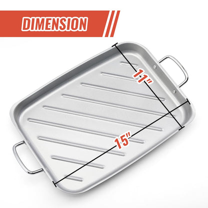 Grill Pan for Outdoor Grill - 11”x15'' Grill Pan BBQ Grill Topper With Handles Grill Trays For Grilling Barbecue Tray
