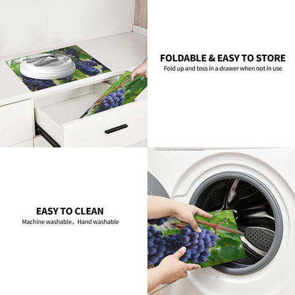 Fruit Purple Grapes Photo Absorbent Dish Drying Mats for Kitchen, Reversible Dish Pad Drainer Countertop Mats 18 x 16 In