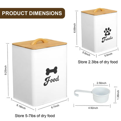 Dog Treat Container 2PCS, Dog Food Storage Container with Lids Airtight, Dog Treat Jars for Kitchen Counter-7+3Lbs, Small Dog Cookie Jar for Storage, (Upgraded) White