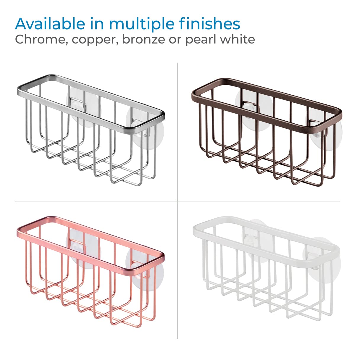 iDesign Gia Stainless Steel Dish Sponge Holder Basket with Suction Cups, Ideal for Kitchen Sinks and Bathroom Organization, 2.25"D x 2.5"W x 5.75"H, Set of 1, Polished