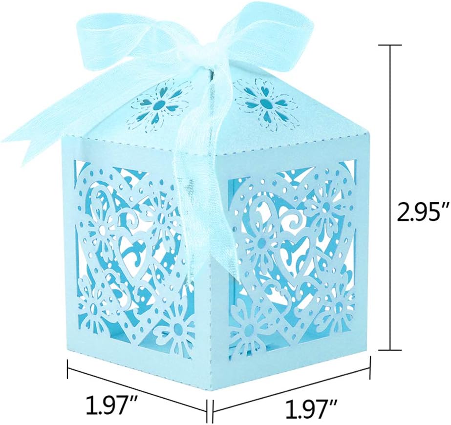 Lucky Monet Love Heart Laser Cut Wedding Candy Gift Box, Chocolate Box for Wedding Favor, Birthday Party (50pcs, Baby