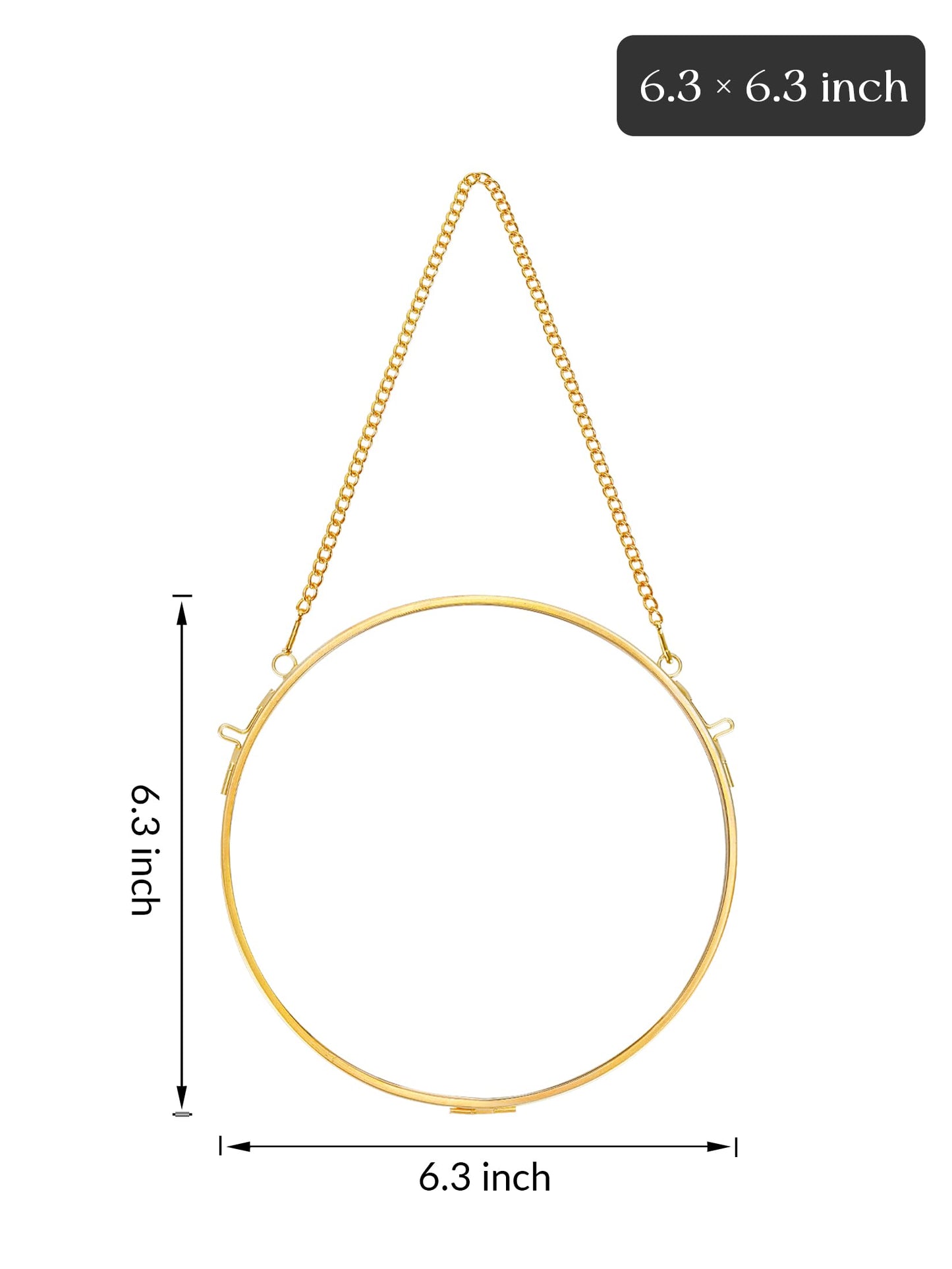 REDHUGO Glass Frame for Pressed Flowers Handmade, Wall Hanging Brass Floating Frame, Double Glass Round Picture, Glass Frame for Dried Flowers Poster Home Wall Decor, Circle, Gold (FRAME ONLY)