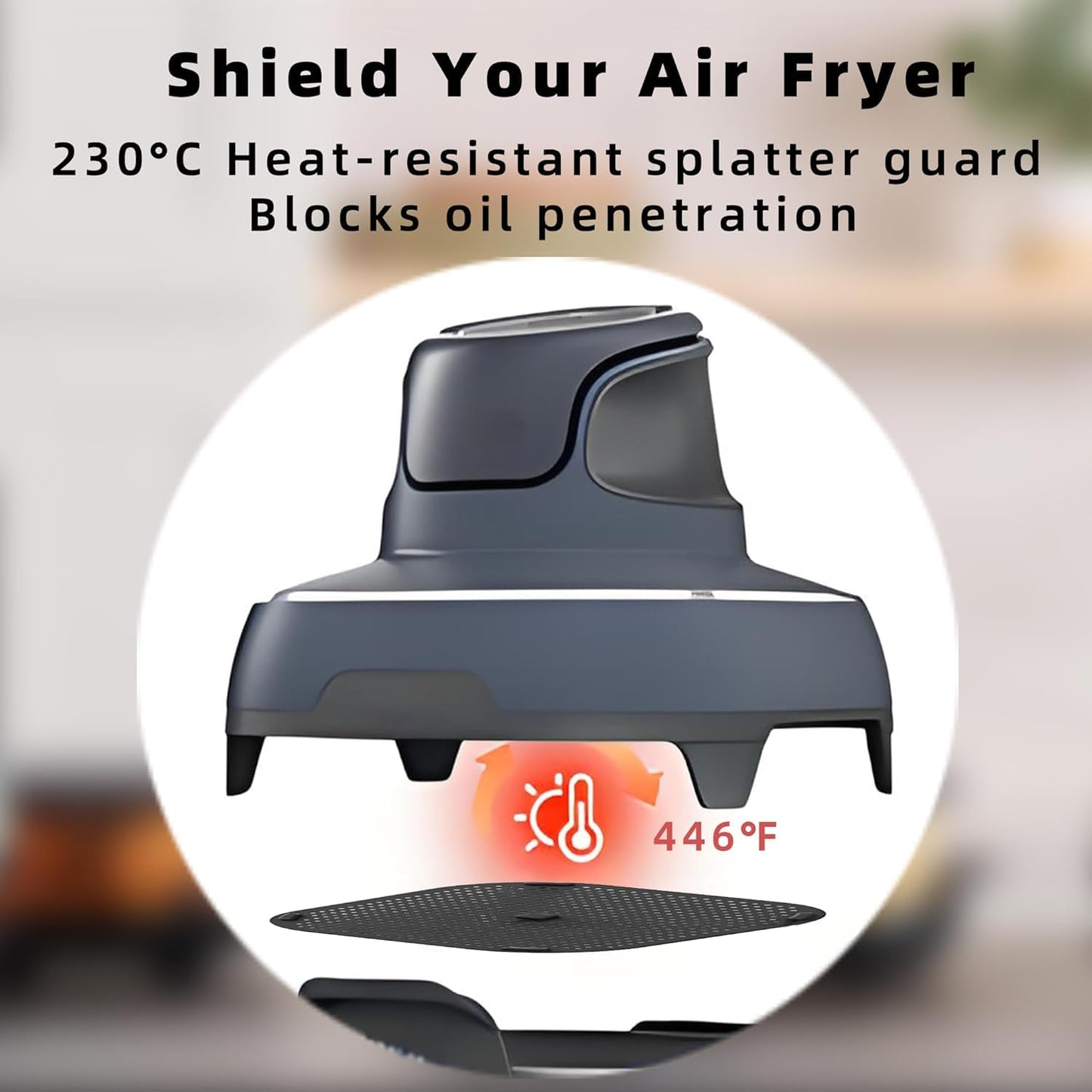 Silicone Splatter Shield for Ninja FN101 Air Fryer, Heat Resistant Silicone Splash Guard Mat for Ninja Crispi Air Fryer, Food-grade Air Fryer Accessories, 2 Pack (Black&Grey)