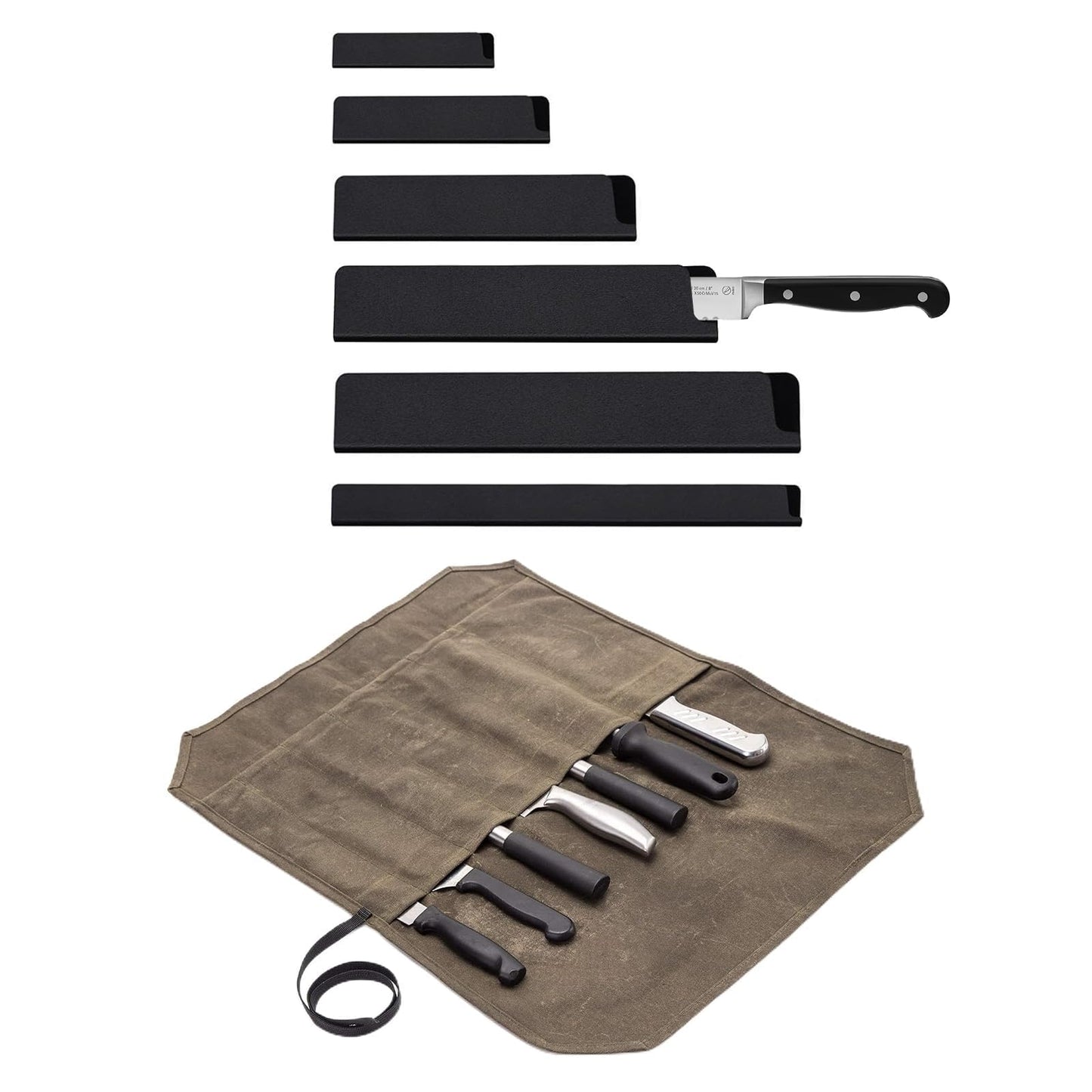 Qchengsan Chef Knife Roll Bag with Knife Edge Guards Set,Universal Knife Sheath Guard Blade Cover or Sleeves for Chef Traveling,Non-BPA,Gifts for Men Dad Father