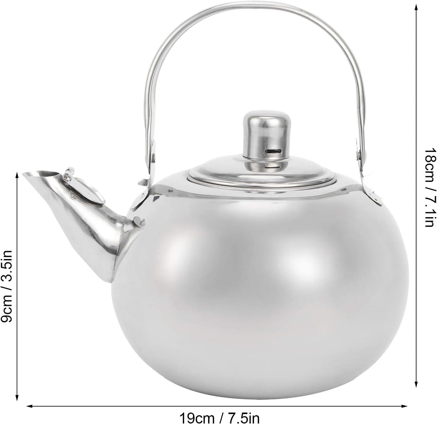 Tea Kettle for Stovetop, Stainless Steel Teapot with Filter, Flat Bottom Induction Cooker Water Kettle (Silver 14CM)
