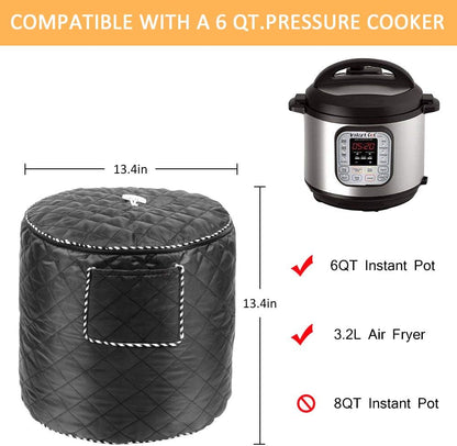Air Fryer Cover for 6 Quart Instant Pot and Electric Pressure Cooker with Pocket, Dust-Proof Cover, Black