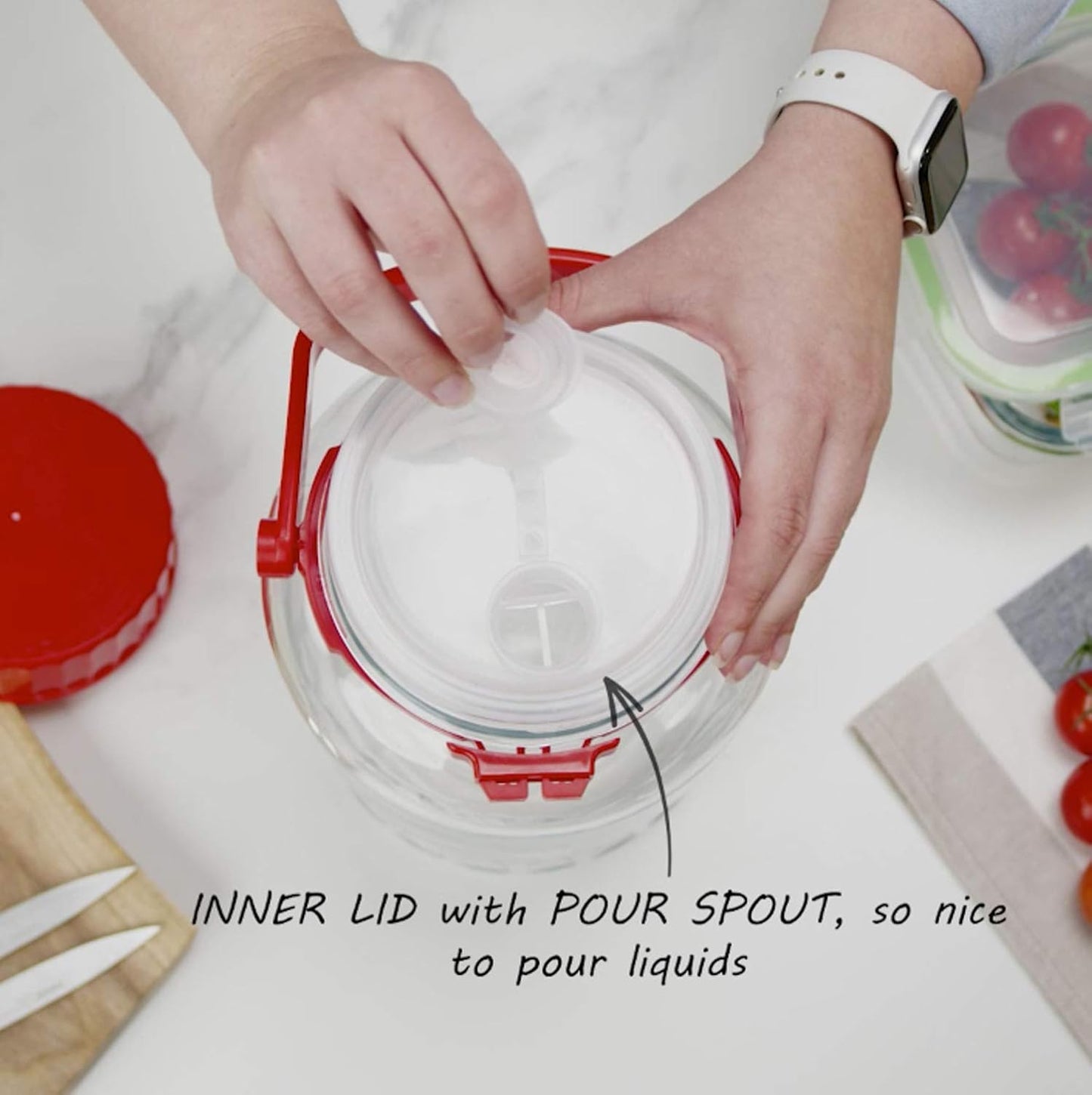 1 Gallon Glass Jar With Lid Wide Mouth Airtight Plastic Pour Spout Lids Bulk-Dry Food Storage Pickling Mason Jar