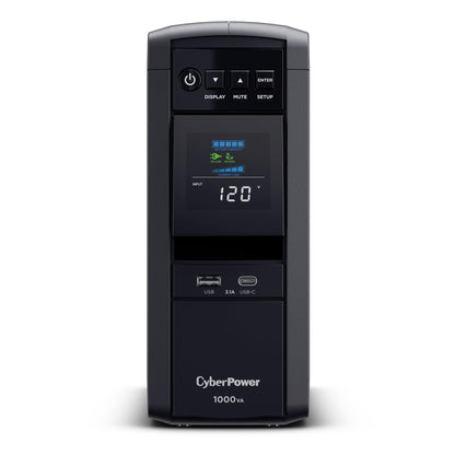 CyberPower CP1000PFCLCD PFC Sinewave UPS Battery Backup and Surge Protector, 1000VA/600W, 10 Outlets, AVR, Mini-Tower, UL Certified