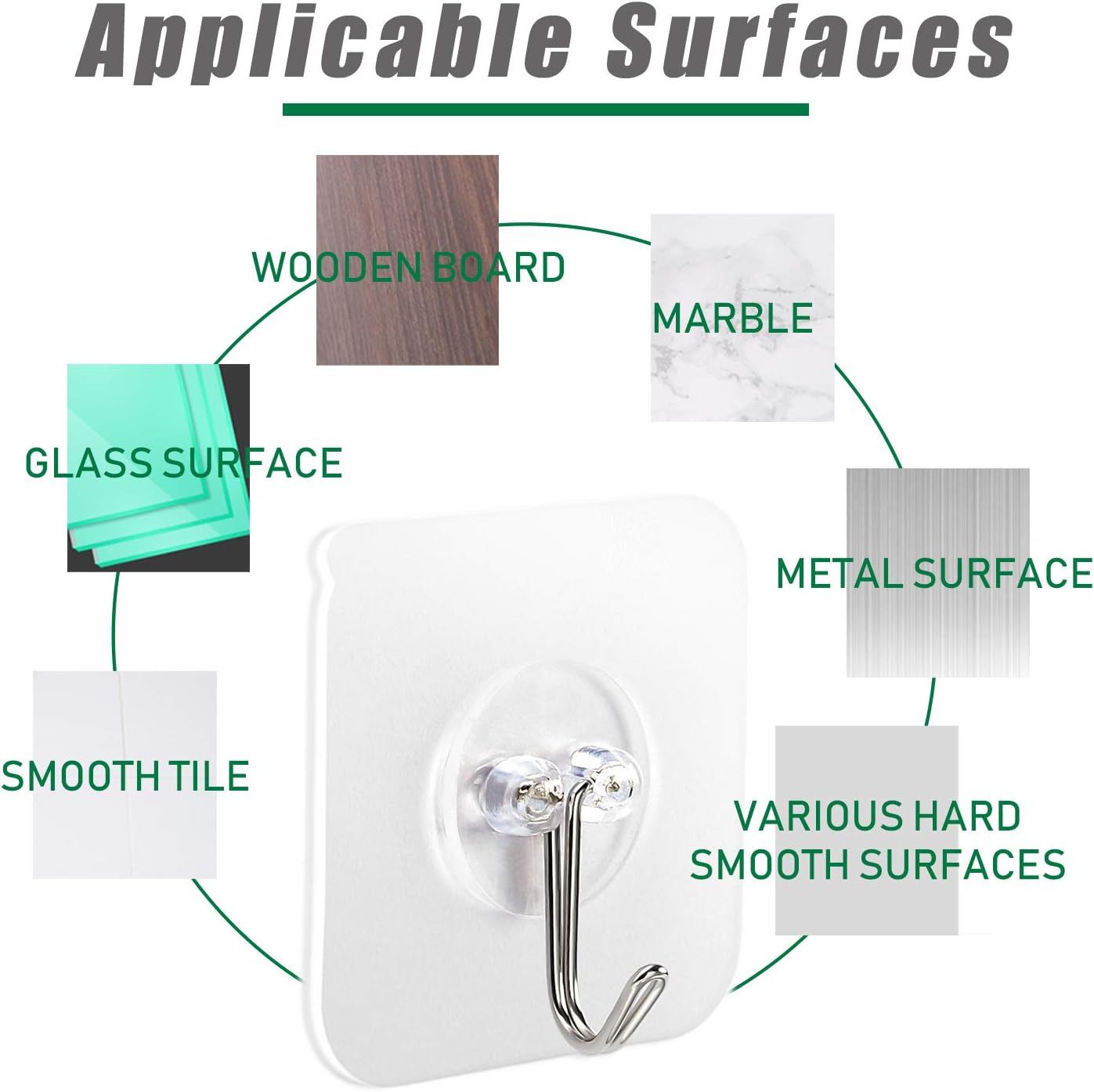 AROIC 58 Packs Adhesive Hooks for Hanging - Heavy Duty Self Adhesive Wall Hooks 20 lbs (Max)