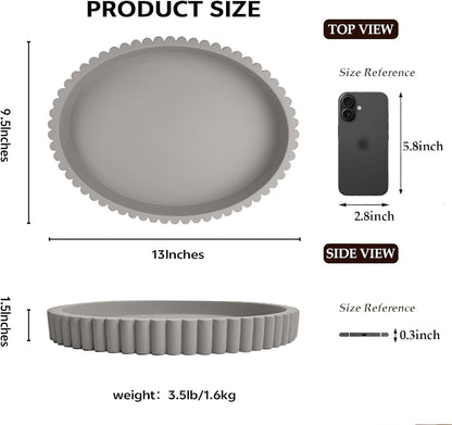 Vomktvcsr 13" Oval Tray for Coffee Table Dcor Concrete Modern Decorative Trays Home Dcor Accents -Circle Coffee Table