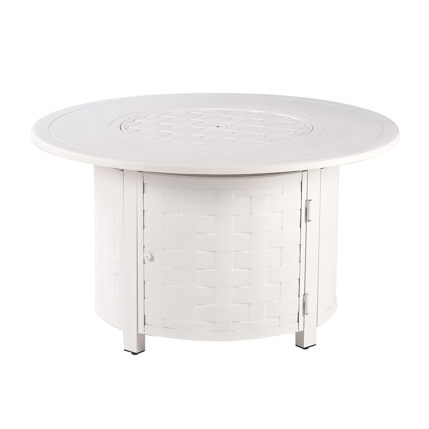 Oakland Living Round 44 in. x 44 in. Aluminum Propane Fire Pit Table with Glass Beads, Two Covers, Lid, 57,000 BTUs in White Finish