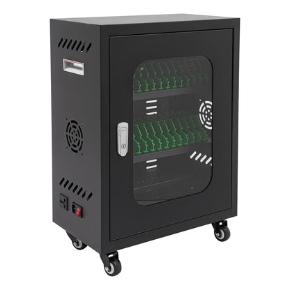 Lumicasaler 30 Slots Mobile Phone Charging Cart, Rechargeable Cell Phone Charging Station with Combination Lock, 300W Charging Cabinet, for Phones/Mini Tablets, School and Enterprise (Black)