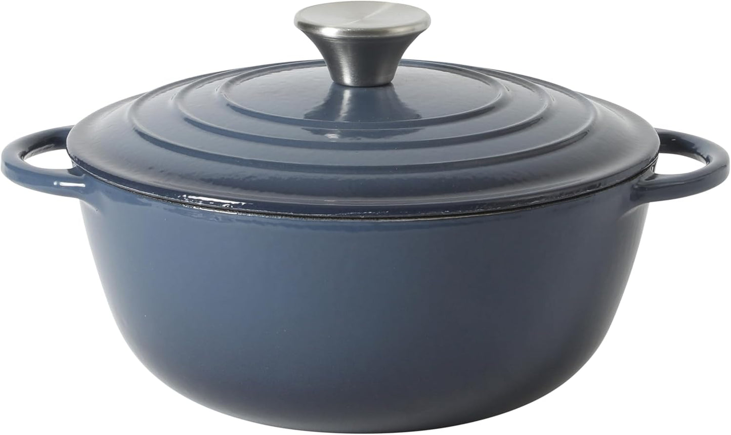 2.65 500F, Gibson Home Addlestone Qt Enameled Cast Iron Dutch Oven Pot with Lid Round, Oven Safe to Ideal for Bread