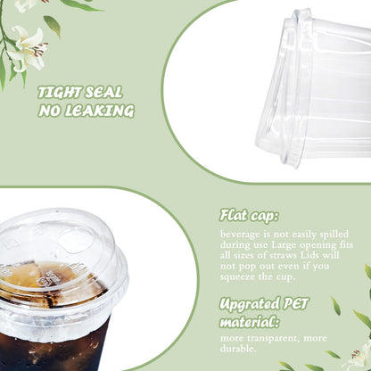 Thrseely 50 Sets Clear Plastic Coffee Cups with Sip Lids, Disposable PET Cups for Iced Coffee, Smoothie, Cold Beverage, Plastic Crystal for Shops and Party Catering (Clear, 16 oz)
