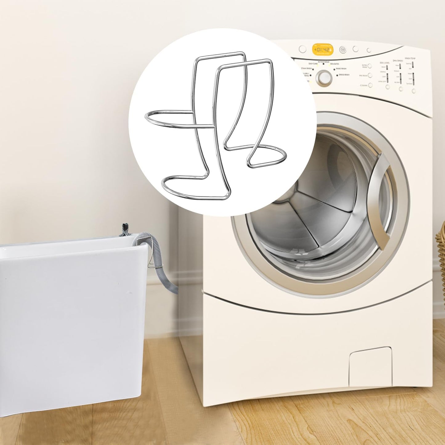 Washing Machine Drain Hose Holder, Adjustable Clamp Hook, 304 Stainless Steel Laundry Tub Hose Guide Clip