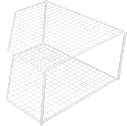 ARTIBETTER 2-Tier Iron Countertop Organizer, White Spice Rack, 20 in L x 8 in W x 5 in H, Lightweight and Portable