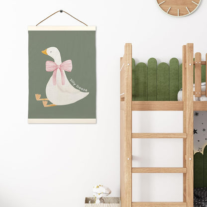 12x16 inch, LKETW Silly Goose Wall Art Poster Hanger Frame Goose Decor, Goose Gifts, Cute Goose Wall Art for Room, Bow
