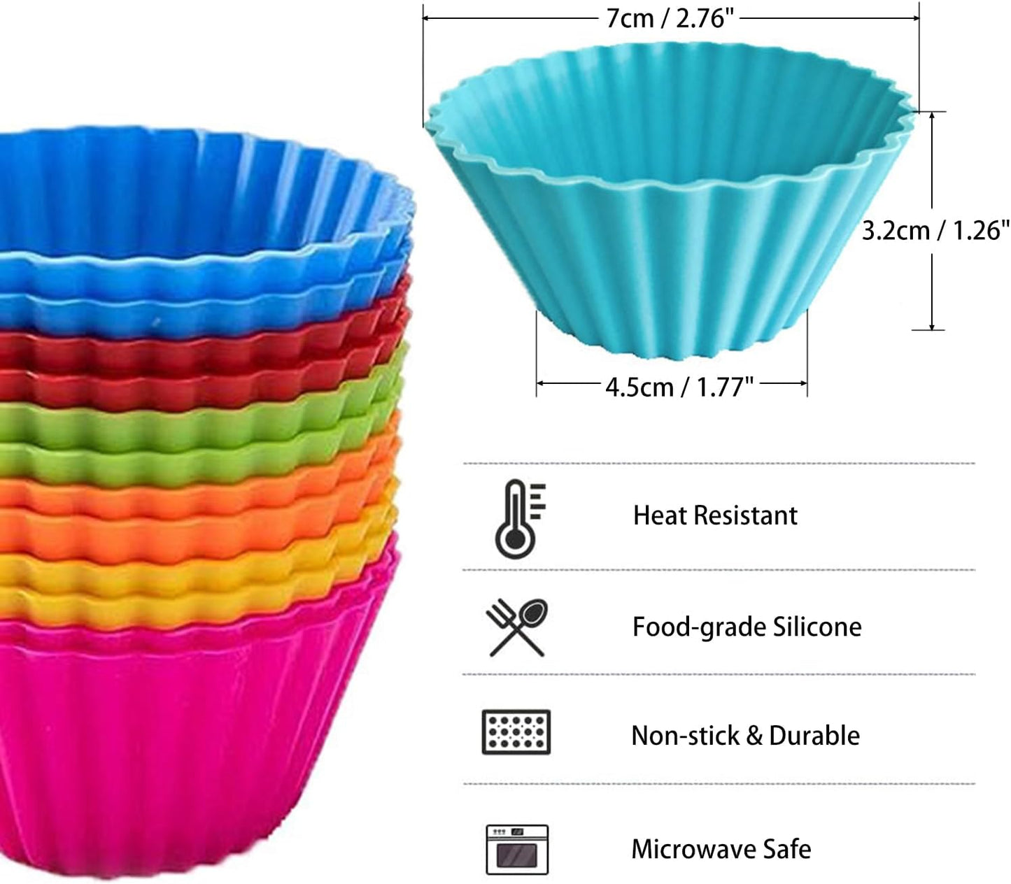 Utoolmart Silicone Baking Cups, Yellow Reusable Non-stick Cake Molds Set for Party Bakery Supplies, 5 Pcs