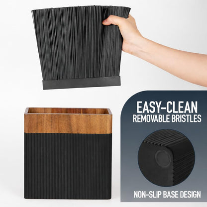 BRVSTVN Modern Universal Knife Block Without Knives – Acacia Wood Knife Holder Stand with Bristles for Easy Knife Organization & Storage for Kitchen Counter | Cutlery Display
