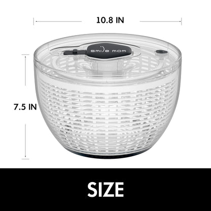 Smile mom Salad Spinner Large Lettuce Spinner Kitchen Gadgets, Large Salad Spinner Vegetable Washer, High Efficiency for Kitchen Washing & Drying Leafy Vegetables, One-Handed Easy Press 6.3 Qt White