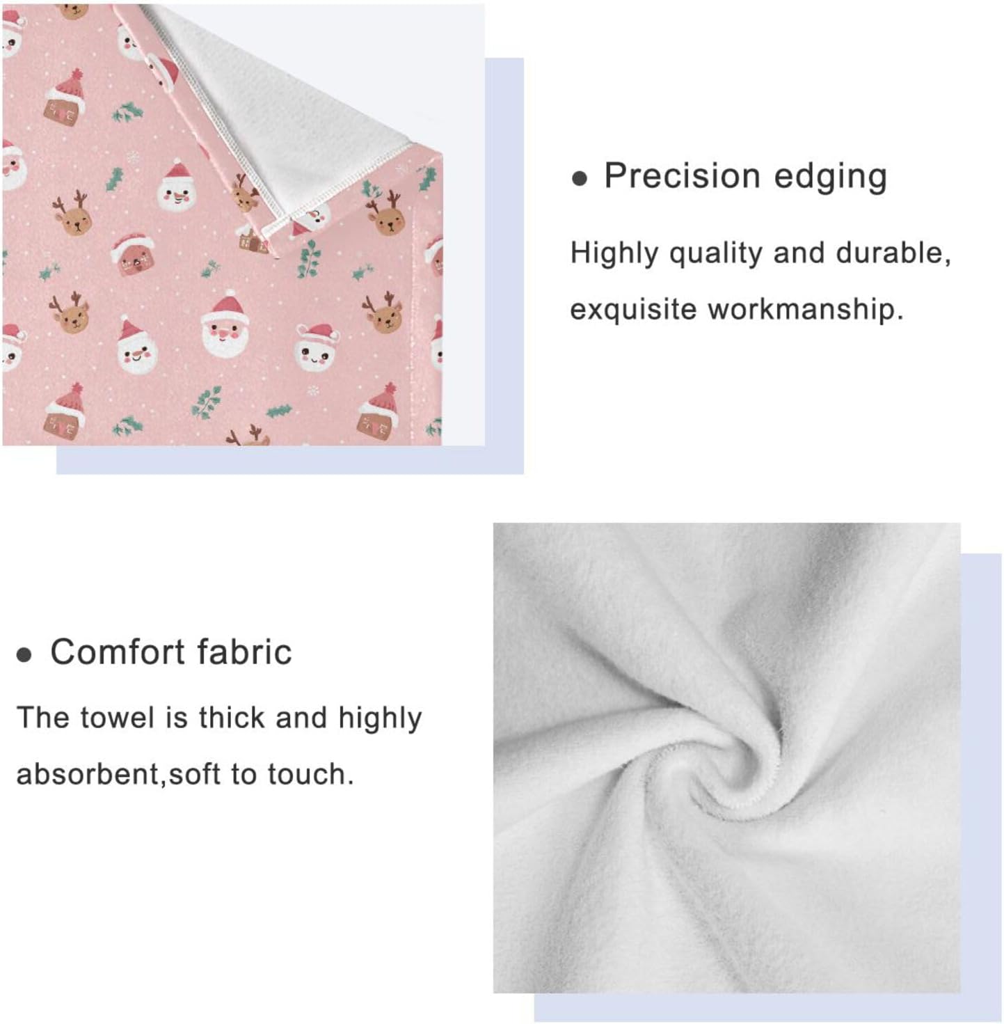 Set 3 Sets Pfrewn Christmas Winter Towels of Christmas Symbol with Pink Bathroom Towel Soft Absorbent Bath Hand Towels