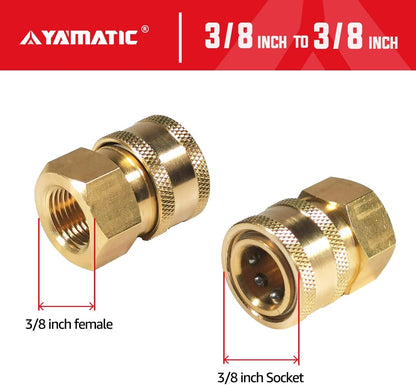 YAMATIC Pressure Washer Quick Connect, 3/8" Female NPT x 3/8" Quick Connect, Brass Coupler Rated 5000 PSI (1 PCS)