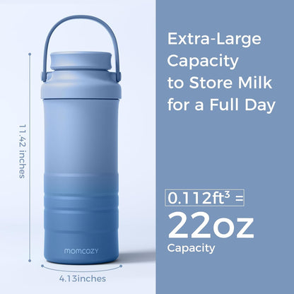 Momcozy 22oz Portable Breast Milk Cooler - 360° Cooling for 24 Hours | Includes 2 Baby Bottles