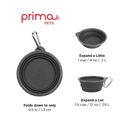 Sale Collapsible Silicone Water Travel Bowl with Clip for Dog and Cat, Portable and Durable Pop-up Feeder for Convenient On-The-go Feeding Size: Large (5 Cups) Grey