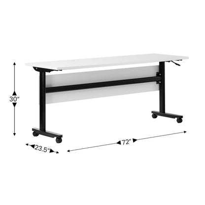 Flash Furniture Palmer Commercial Nesting Flip Training Table, Heavy-Duty Steel Frame and T-Legs, Modesty Panel, 1" Thick Tabletop, 72" x 24", White Top/Black Frame