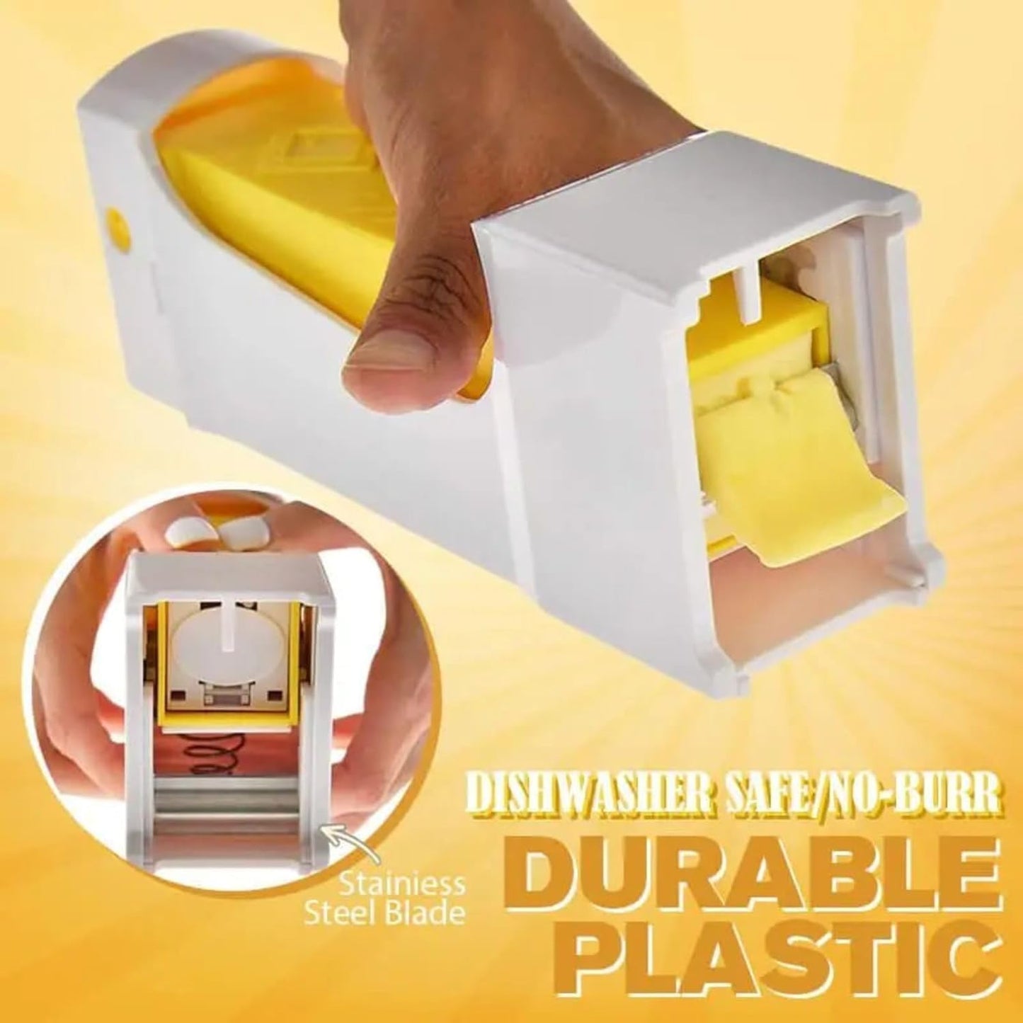 UHAIR Butter Slicer Butter Cutter: with Stainless Steel Blade - Dishwasher Safe - No-Burr Design for 1/4 lb Butter Sticks - Easy Squeeze Slicing - Convenient Butter Dispenser Tool for Kitchen