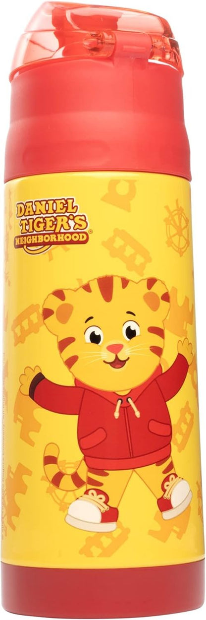 Daniel Tiger Stainless Steel Water Bottle - 13 oz Double Wall Insulated, Spill Proof Lid with Straw - Yellow