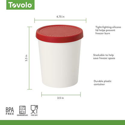 1 Frozen Tovolo Quart Ice Cream Containers with Lid for Homemade Ice Cream Toppings Supplies, Air Tight Silicone Lid