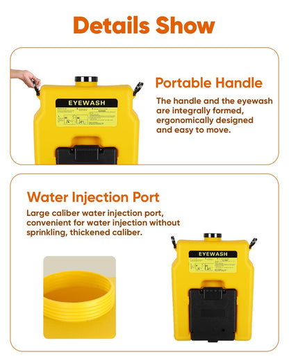 14 Gallon Portable Eyewash Station, OSHA Approved Eye Wash Station for Wall Not Plumbed, Gravity Fed Emergency Eyewash Station with 15 Minute Flush, Eye Wash Station for Construction Site Lab Garage