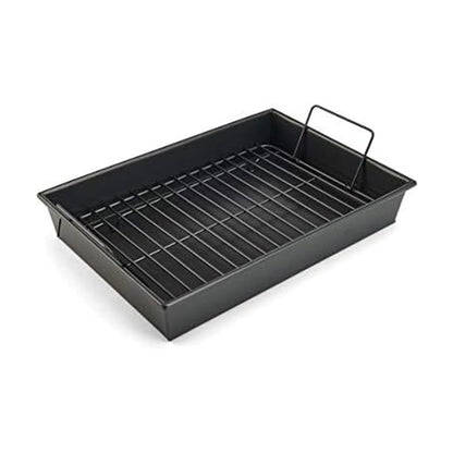 Chicago Metallic Pro Non-Stick Roast and Broil Baking Pan with Rack, 13-Inch-by-9-Inch, Dark Gray
