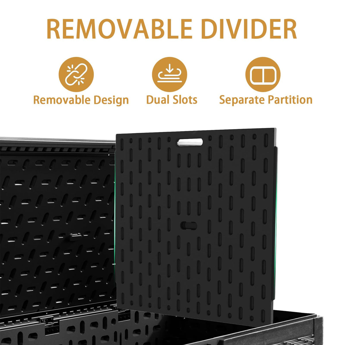 LANTRO JS 230 Gallon Deck Box Waterproof, Outdoor Storage Box Waterproof Lockable with Divider and Lifter Prevent Water Seeping into from Floor for Patio Cushions