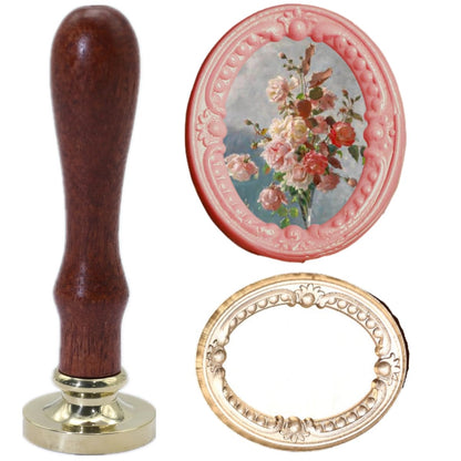 3D Embossed Frame Wax Seal Stamp, Frame Relief Carving Sealing Stamp Set with 150Pcs Sealing Wax Beads in 5 Color, Melt Spoon Pen Kit for Wedding and Christmas (KM10)