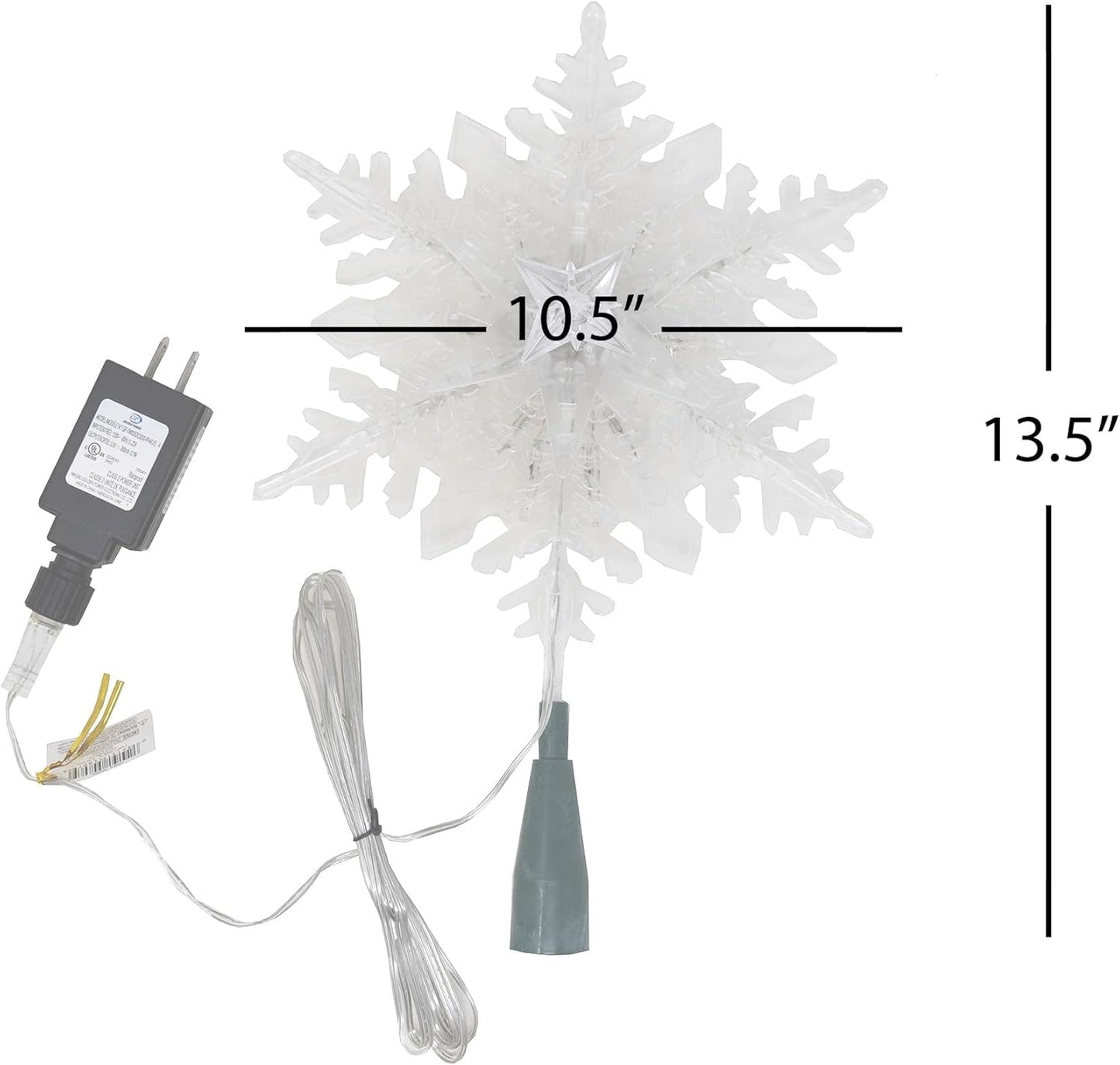 Kurt Adler 20-Light 10-Inch Clear Snowflake Treetop with Color-Changing RGB LED Bulbs