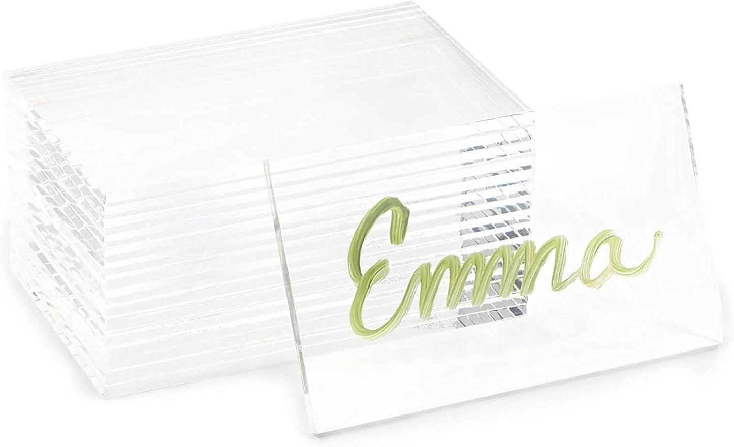 Bright Creations 20-Pack Clear Acrylic Place Cards for Seating, Wedding Guest Names, Table Settings, 3.5 × 2 in