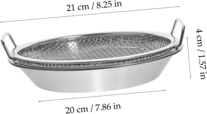 1 Set Mesh Drain Pan, Oil Draining Net, Egg Steamer Rack for Stovetop Barbecue Grill