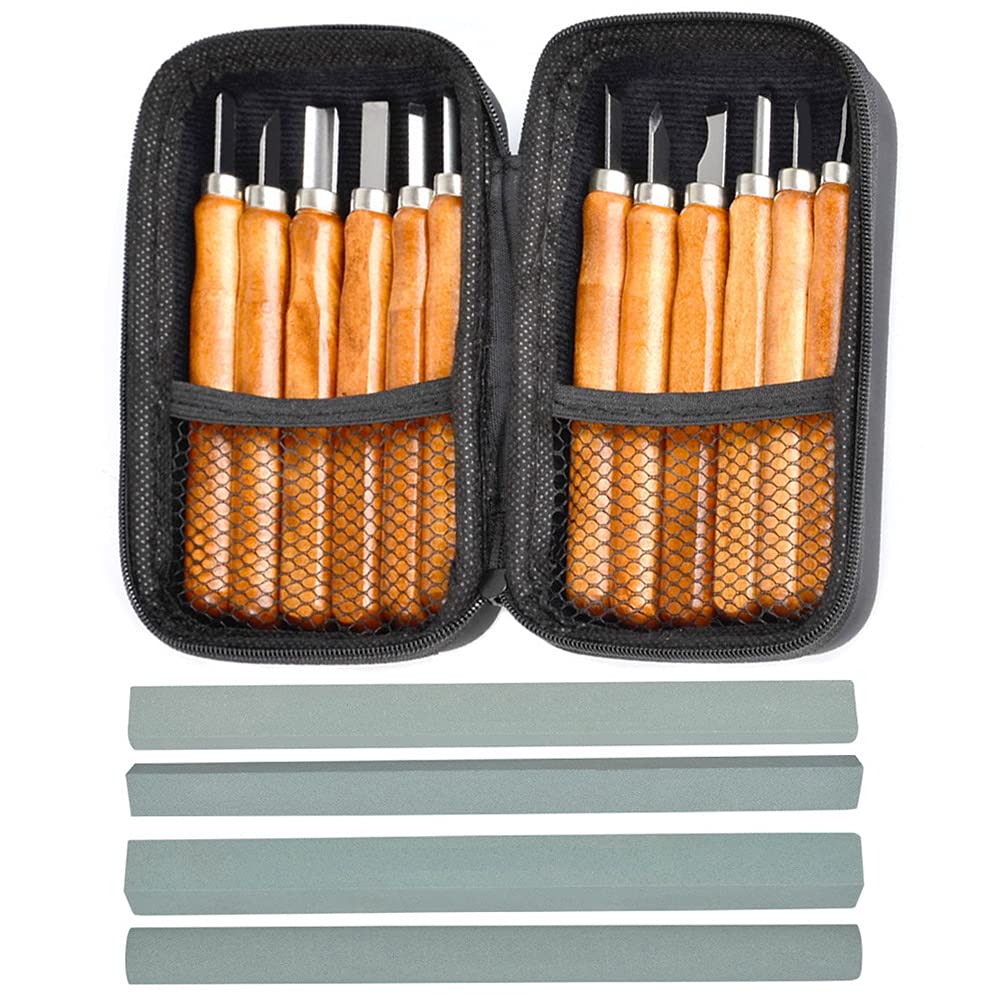 OTYMIOW 17 PCS Wood Carving Tools, Wood Carving kit, SK2 Carbon Steel Whittling Kit with Storage Case and Sharpner, Whittling Tools Set for Beginners and Professionals