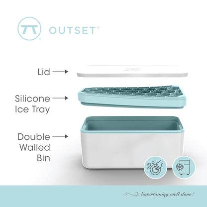 Outset Hexagon Silicone Ice Cube Tray and Storage Bucket, 29 Standard Honeycomb Cubes