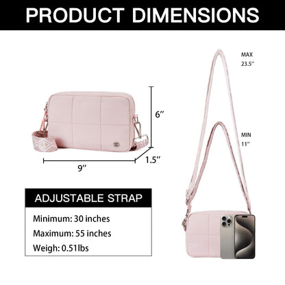 Telena Crossbody Bags for Women Cross Body Purse with Guitar Strap Lightweight Puffer Shoulder Bag for Travel