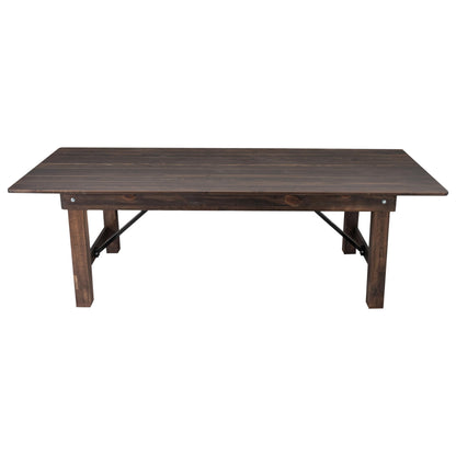 Taylor & Logan Ingles 8' x 40" Rectangular Antique Rustic Mahogany Solid Pine Folding Farm Table