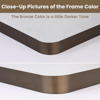 LOAAO Bronze Bathroom Mirror - 60”x30” Rounded Rectangle with Anti-Rust Metal Frame | Hangs Horizontally or Vertically