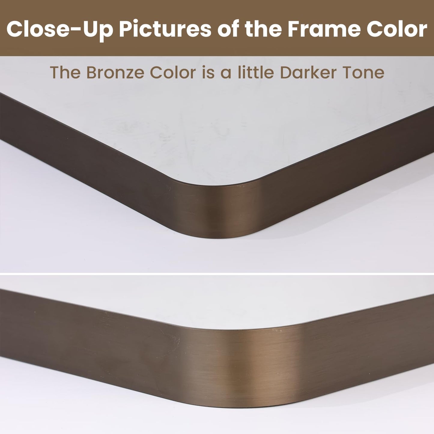 LOAAO 72”X32” Bronze Bathroom Mirrors for Vanity, Rounded Rectangle Brushed Bronze Metal Frame Mirror, Anti-Rust, Tempered Glass, Hangs Horizontally or Vertically