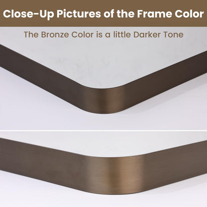 LOAAO 72”X32” Bronze Bathroom Mirrors for Vanity, Rounded Rectangle Brushed Bronze Metal Frame Mirror, Anti-Rust, Tempered Glass, Hangs Horizontally or Vertically