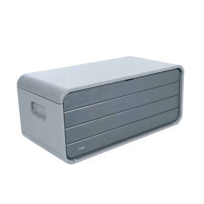 LIFETIME 136‑Gallon Modern Deck Box, Outdoor Storage Container, Weather‑Resistant, UV‑Protected, Lockable Lid